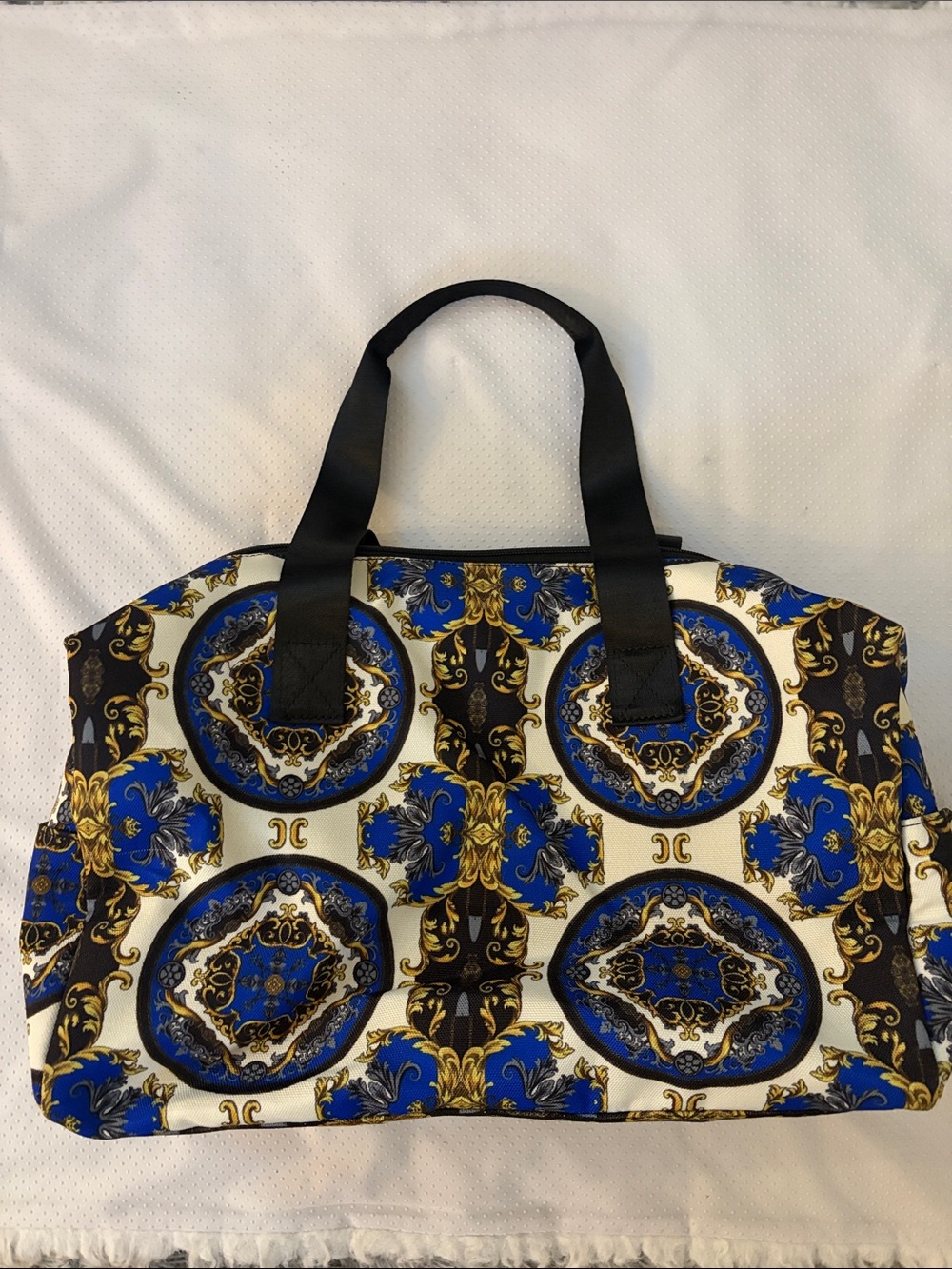 Alice + Olivia Blue, Black & Gold Baroque Print Tote